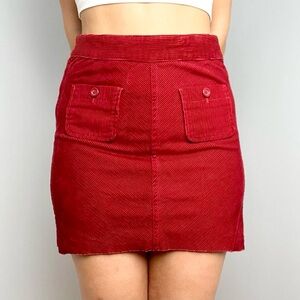 Y2K Red Corduroy Mini Skirt